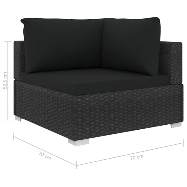 vidaXL Loungeset för trädgården med dynor 5 delar konstrotting svart Svart