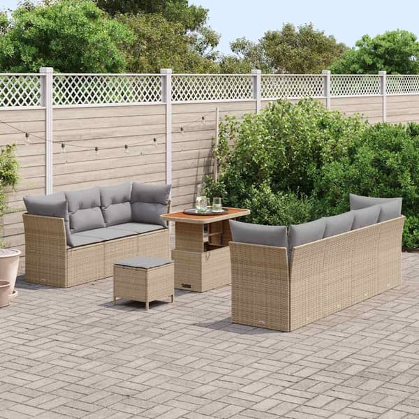 vidaXL Trädgårdsoffset 10 st Beige konstrotting Beige