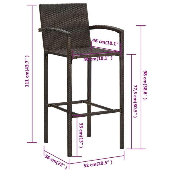 vidaXL Barstolar 2 st brun konstrotting Brun