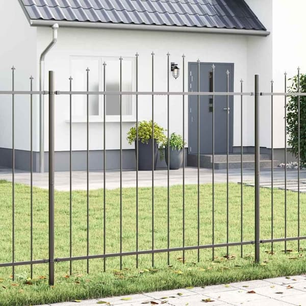 vidaXL Trädgårdsstängsel 8 pcs Grå 170 x 190 cm Pulverlackerat stål Grå