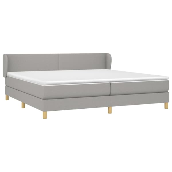 vidaXL Ramsäng med madrass ljusgrå 200x200 cm tyg Grå
