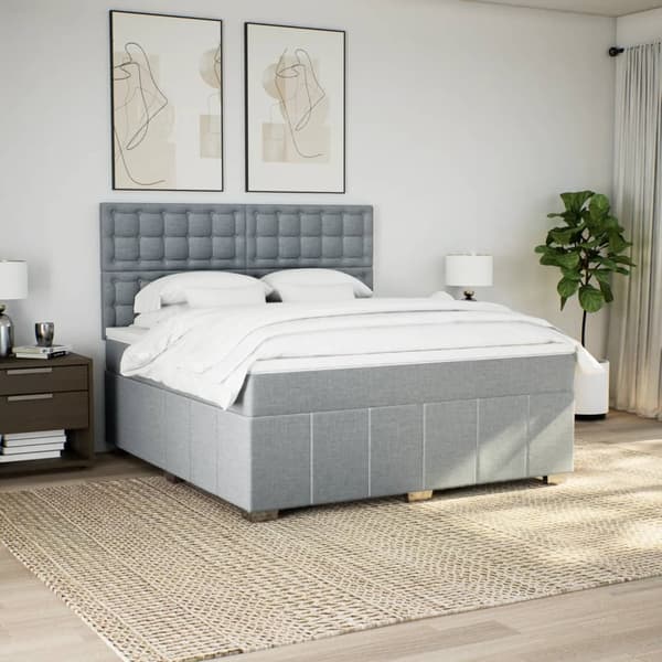vidaXL Ramsäng med madrass ljusgrå 180x200 cm tyg Grå