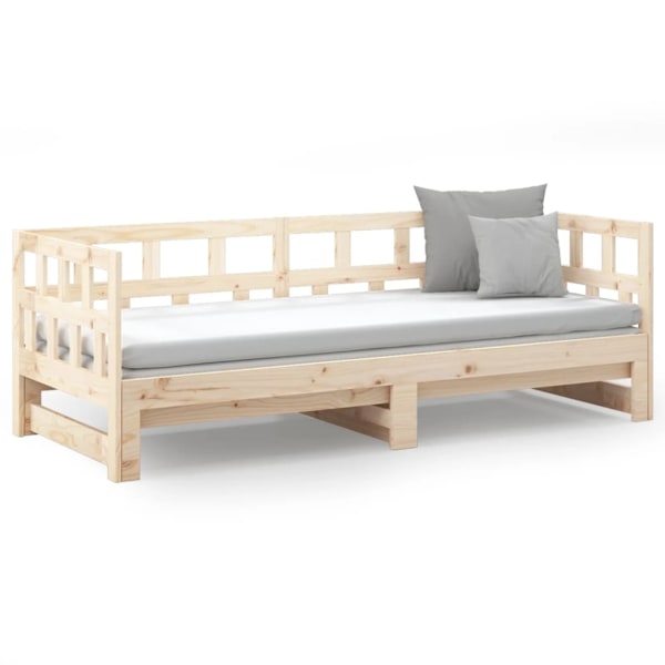 vidaXL Dagbädd utdragbar massiv furu 2x(90x200) cm Brun