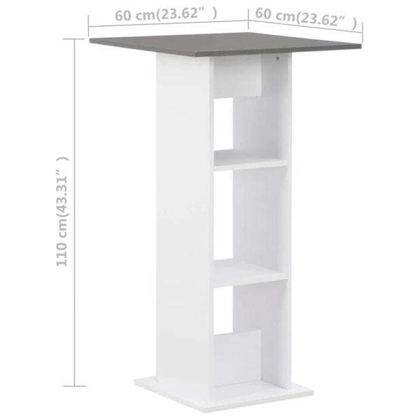 vidaXL Barbord vit och antracit 60x60x110 cm Vit