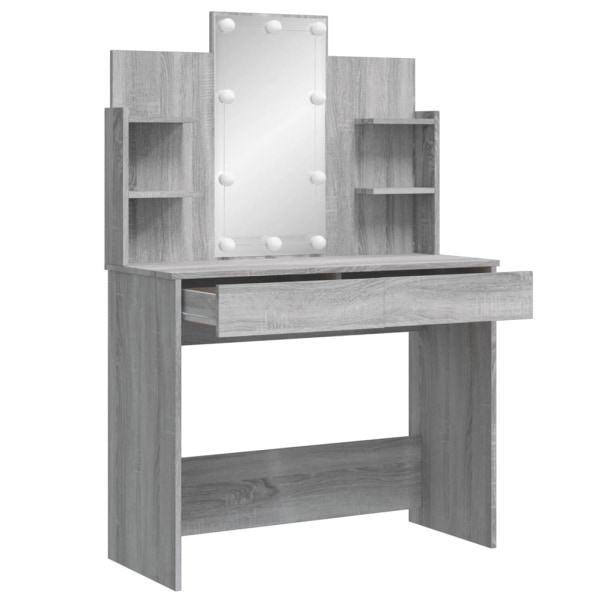 vidaXL Sminkbord med LED grå sonoma 96x40x142 cm Grå
