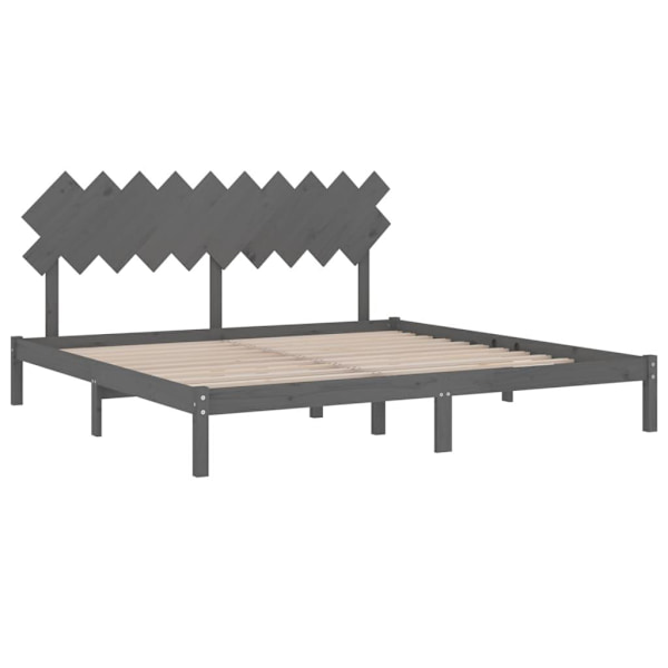 vidaXL Sängram grå 200x200 cm massivt trä Grå