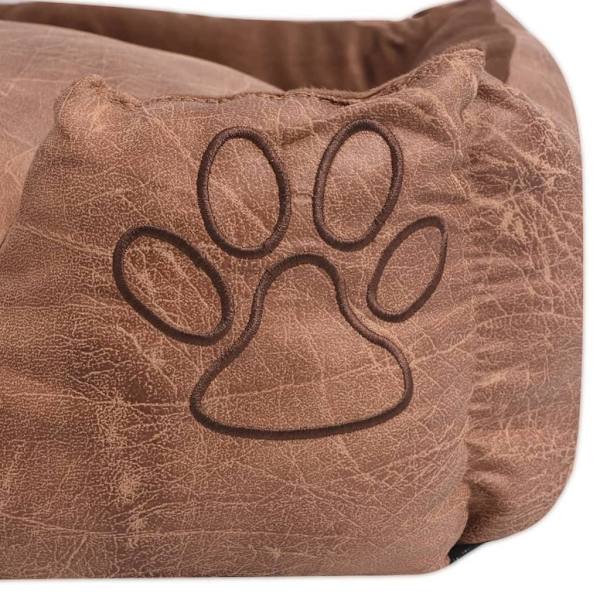 vidaXL Hundbädd med kudde PU konstläder storlek S beige Beige