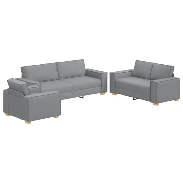 vidaXL Soffa 3 pcs Ljusgrå 220 x 80 x 84 cm Linnenblandad tyg Grå