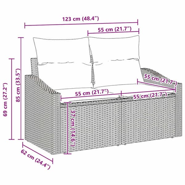 vidaXL Soffset 7 st Ljusgrå konstrotting Ljusgrå
