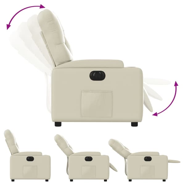 vidaXL Elektrisk reclinerfåtölj gräddvit konstläder Kräm