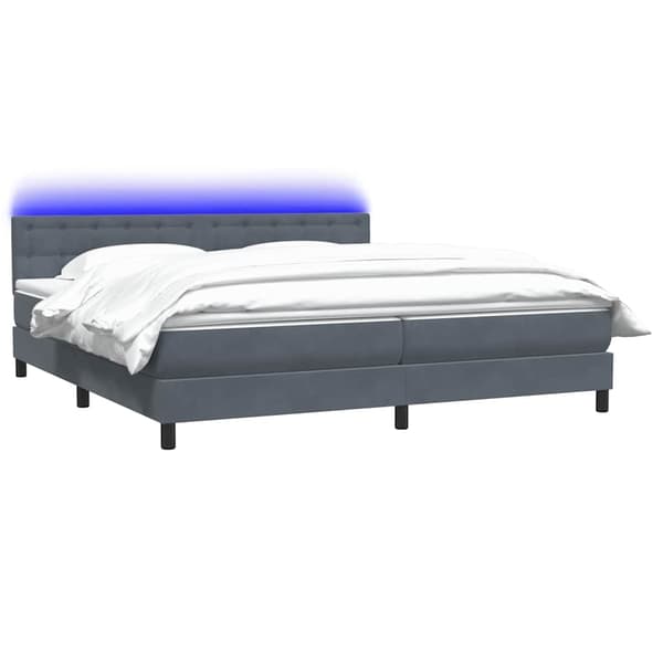vidaXL Ramsäng med madrass mörkgrå 180x210 cm sammet Grå