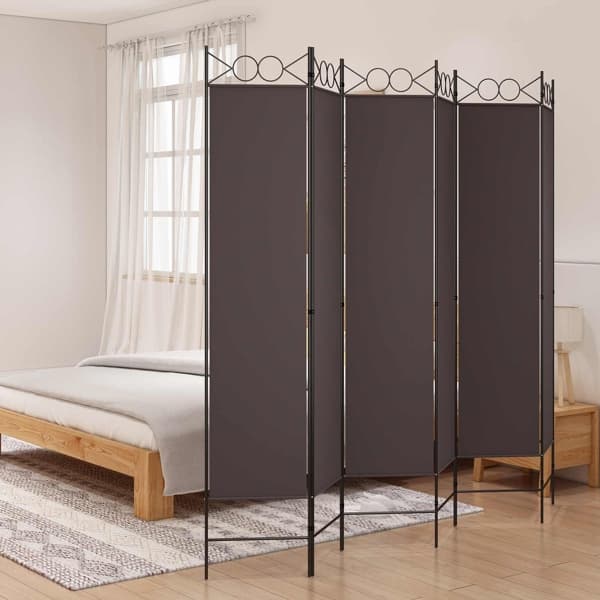 vidaXL Rumsavdelare 6 paneler brun 240x200 cm tyg Brun