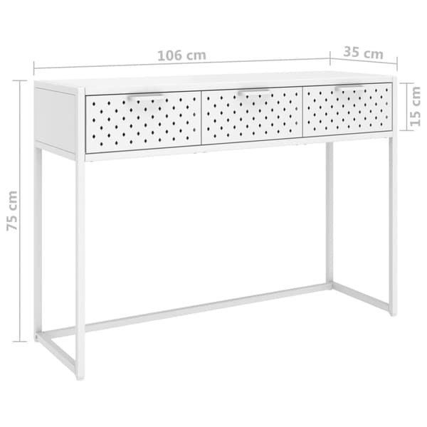 vidaXL Konsolbord vit 106x35x75 cm stål Vit