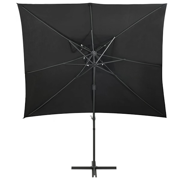 vidaXL Frihängande trädgårdsparasoll med ventilation svart 250x250 cm Svart