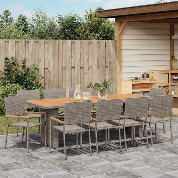 vidaXL Trädgårdsmöbelset 11 pcs Grå konstrotting Grå