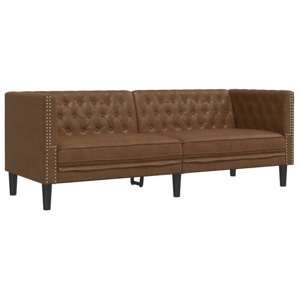 vidaXL Soffgrupp chesterfield 2 delar brun konstmocka Brun