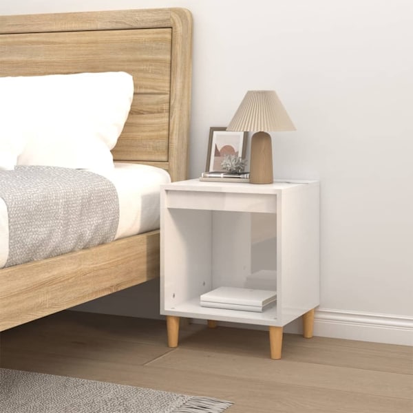 vidaXL Sängbord vit högglans 40x35x50 cm konstruerat trä Vit