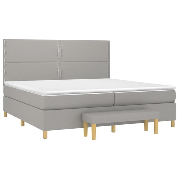 vidaXL Ramsäng med madrass ljusgrå 200x200 cm tyg Grå