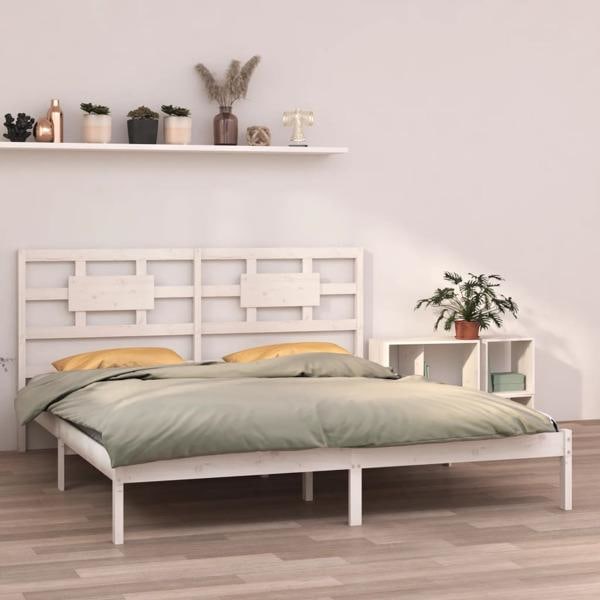 vidaXL Sängram vit massivt trä 200x200 cm Vit