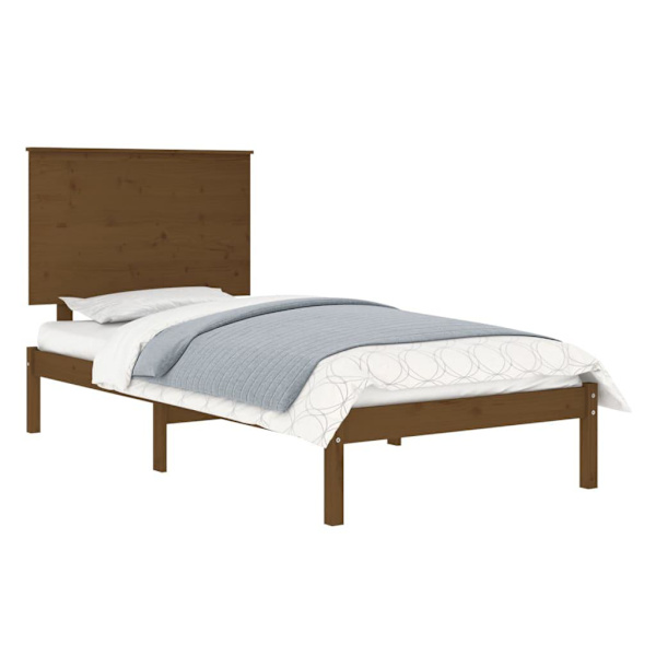 vidaXL Sängram honungsbrun massiv furu 100x200 cm enkelsäng Brun