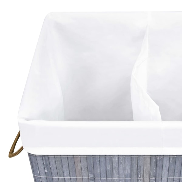vidaXL Tvättkorg bambu med 2 sektioner grå 72 L grå