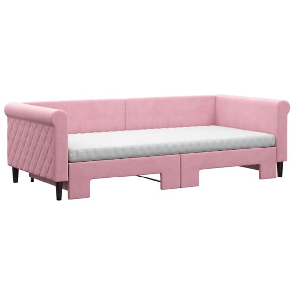 vidaXL Dagbädd utdragbar med madrasser rosa 90x200 cm sammet Rosa