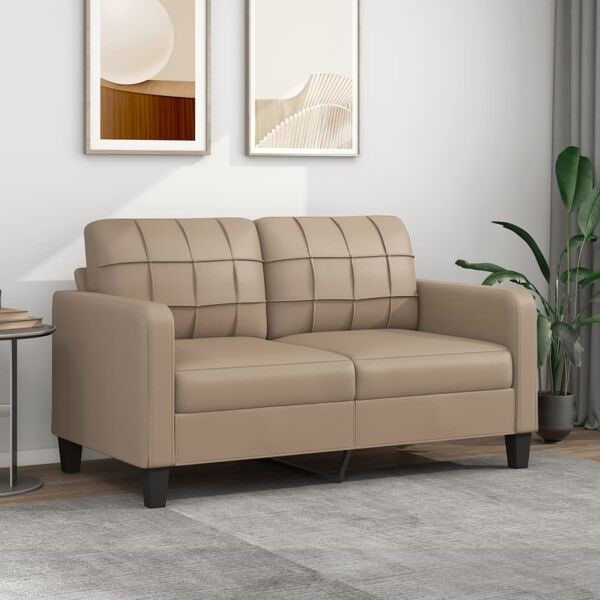 vidaXL 2-sitssoffa cappuccino 140 cm konstläder Brun