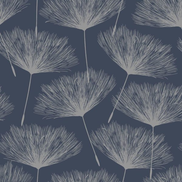 DUTCH WALLCOVERINGS Tapet Fleur marinblå och grå multifärg