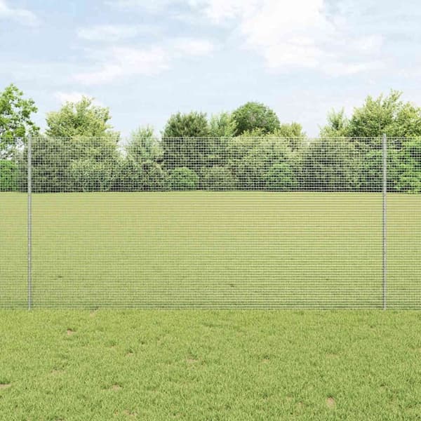vidaXL Utomhus Svetsat Stängsel med Stolpar 50 x 1,2 m Silver Mesh Silver