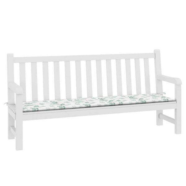 vidaXL Bänkdyna för trädgården bladmönster 200x50x3 cm tyg Grön