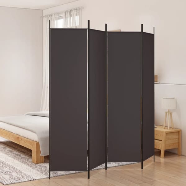 vidaXL Rumsavdelare 4 paneler brun 200x200 cm tyg Brun