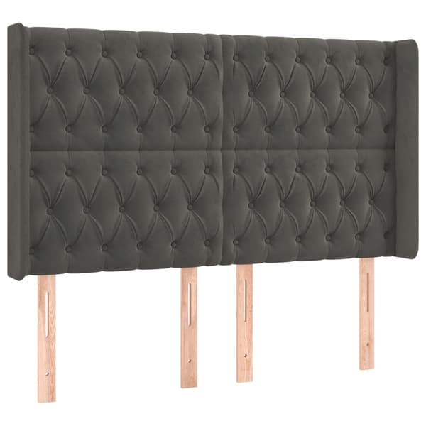 vidaXL Ramsäng med madrass & LED mörkgrå 140x200 cm sammet Grå