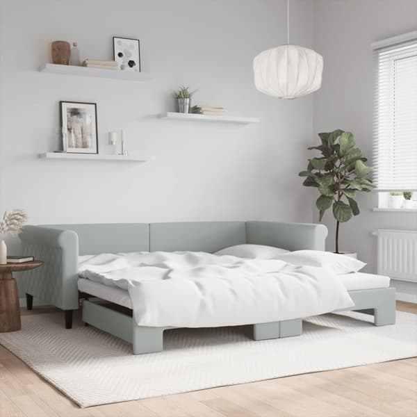vidaXL Dagbädd utdragbar ljusgrå 100x200 cm sammet Grå