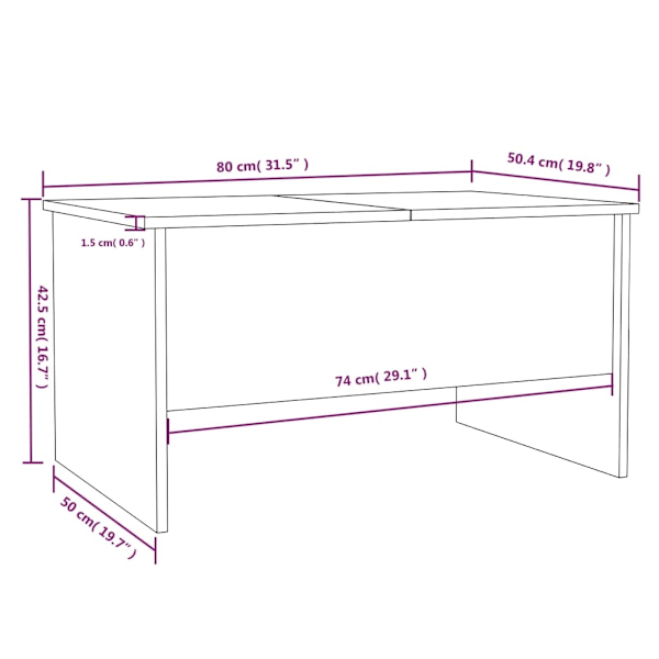 vidaXL Soffbord sonoma-ek 80x50x42,5 cm konstruerat trä Brun