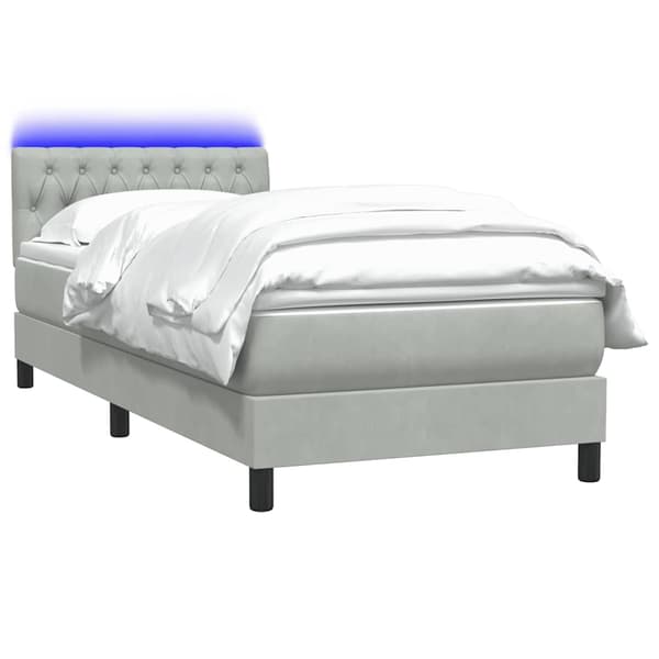 vidaXL Ramsäng med madrass ljusgrå 90x210 cm sammet Grå