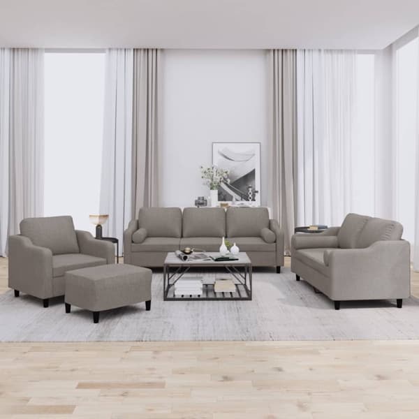 vidaXL Soffgrupp med kuddar 4 delar taupe tyg Taupe