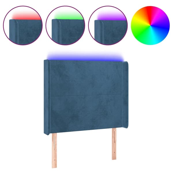 vidaXL Sänggavel LED mörkblå 93x16x118/128 cm sammet Blå