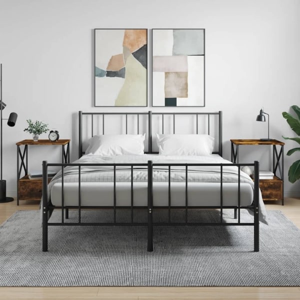 vidaXL Sängbord 2 st rökfärgad ek 50x41x65 cm konstruerat trä Brun