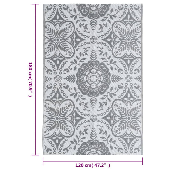 vidaXL Utomhusmatta ARAKIL ljusgrå 120x180 cm PP grå