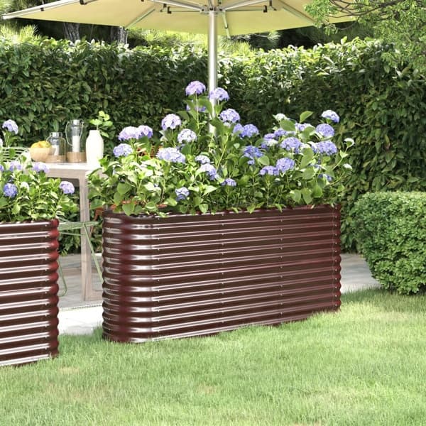 vidaXL Odlingslåda pulverlackerat stål 152x40x68 cm brun Brun