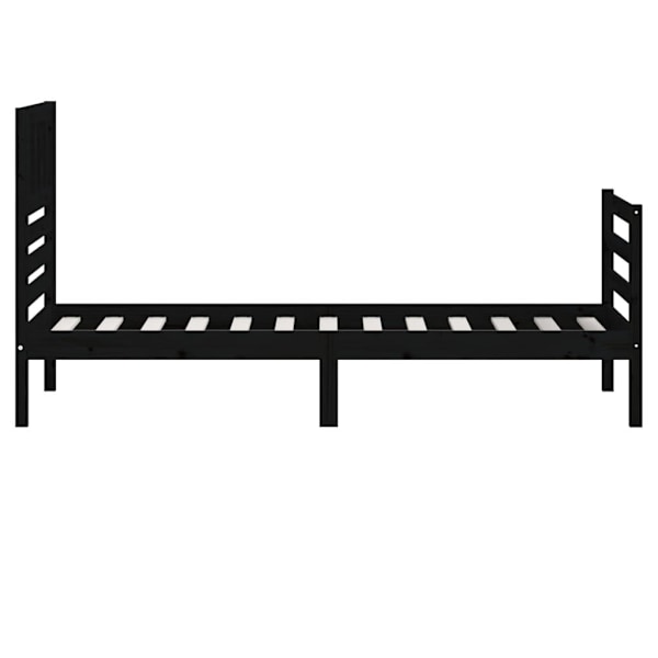 vidaXL Sängram svart massivt trä 90x200 cm enkelsäng Svart
