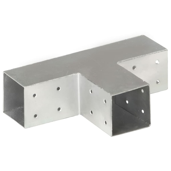 vidaXL Stolpbeslag 4 st T-form galvaniserad metall 71x71 mm Silver
