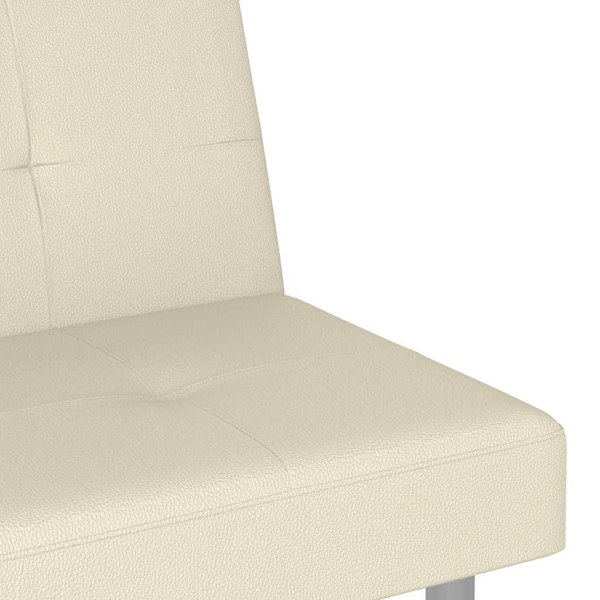 vidaXL Bäddsoffa med mugghållare gräddvit konstläder Kräm