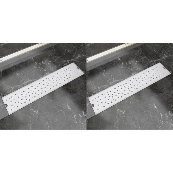 vidaXL Avlång golvbrunn 2 st bubblor rostfritt stål 530x140 mm