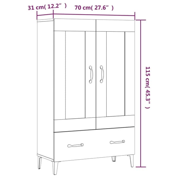 vidaXL Skänk vit 70x31x115 cm konstruerat trä Vit
