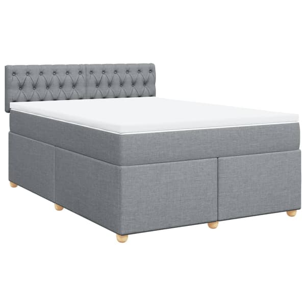 vidaXL Ramsäng med madrass ljusgrå 140x200 cm tyg Grå