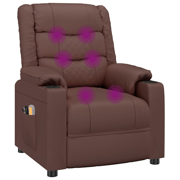 vidaXL Elektrisk massagefåtölj brun konstläder Brun