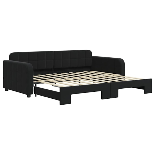 vidaXL Dagbädd utdragbar svart 90x190 cm sammet Svart