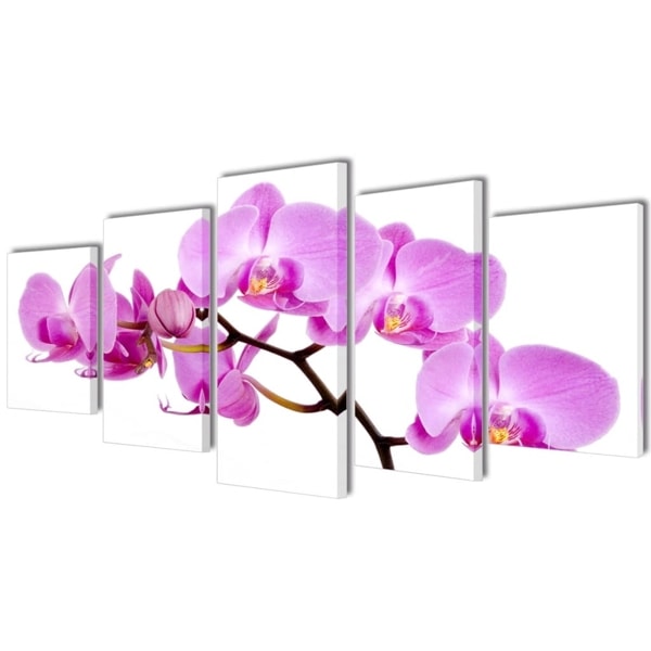 vidaXL Uppsättning väggbonader på duk: orkidé 200 x 100 cm multifärg