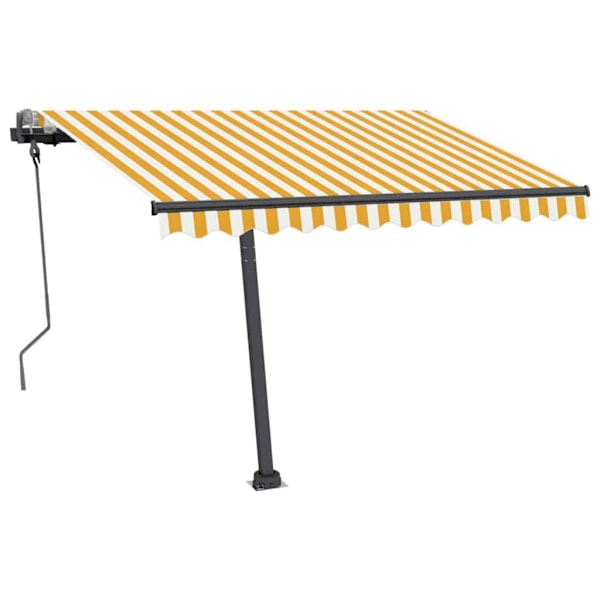vidaXL Markis manuellt infällbar med LED 300x250 cm gul och vit Gul
